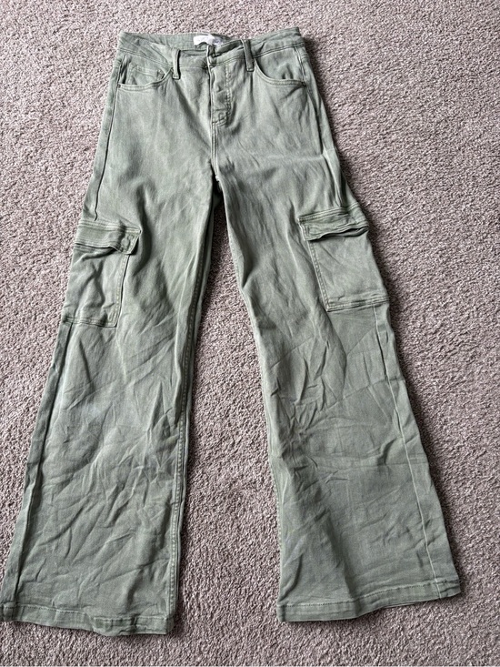 Risen Jeans Denim - Women’s Risen Jeans Green Cargo Flared Pants